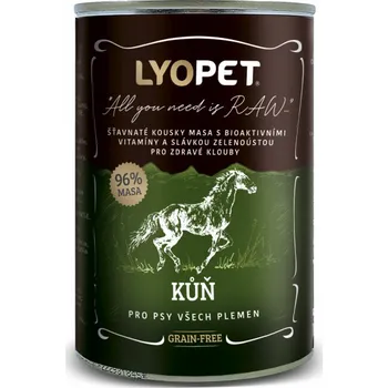Krmivo pro psa Lyopet 96 % Koňské maso 400 g (konzerva pro psy všech plemen)