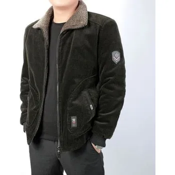 Pánská softshellová bunda Pánská manšestrová bunda s kožešinovým límečkem Barva: Tmavě Zelená, Velikost: M