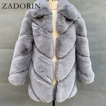 Dámský kožich plyšová bunda s límečkem Barva: Šedá, Velikost: S