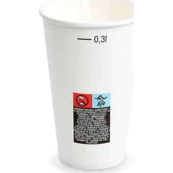 Jednorázové nádobí Papírový kelímek bílý, s cejchem 0,3L (PAP-FSC Mix/PE) prům.80mm [50 ks]