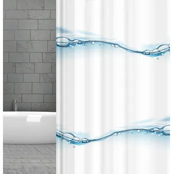 Sprchový závěs wela TEXTILNÍ SPRCHOVÝ ZÁVĚS HLADINA se závažím obšitý W00003 šířka x výška: 120 x 180