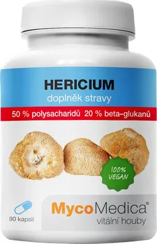 Přírodní produkt MycoMedica Hericium 50% 500 mg 90 cps.