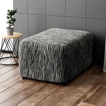 Napínací potah decoDoma napínací potah bielastický UNIVERSO NOVÉ žíhané černobílé taburet (40 x 40 x 40 cm)