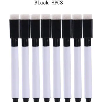 Barevné mazatelné fixy na tabuli - 8 ks - Černá 8ks