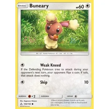 Sběratelská karetní hra Pokémon UPR 106/156 Buneary - Ultra Prism Stav: Excellent, Verze: REVERSE HOLO