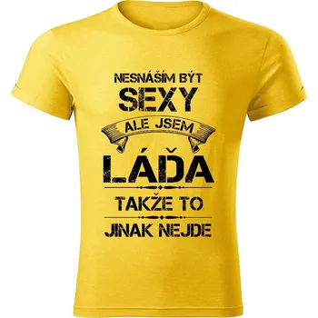 Pánské tričko tričko se jménem LÁĎA žlutý melír XXL