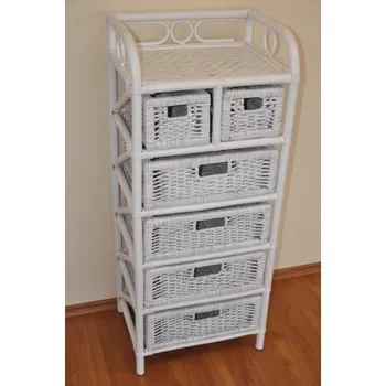 Komoda Axin Trading s.r.o. Ratanová komoda 4+2 zásuvky bílá