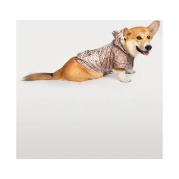 Obleček pro psa LIU JO Bunda nepromokavá pro psy oboustranná K-WAY s kapucí karamelová LJ/motiv hadí kůže vel. M