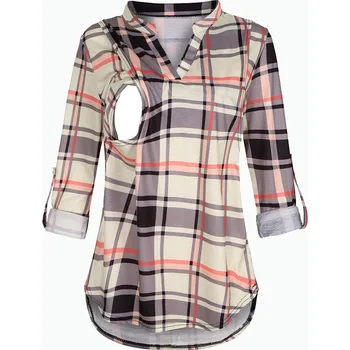 Dámská košile Těhotenská/kojící košile s dlouhým rukávem Barva: Béžová, Velikost: XL