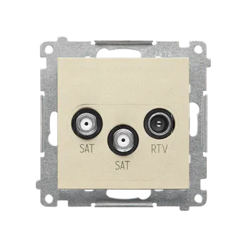 Elektrická zásuvka SIMON TASK2.01/144 Zásuvka anténní SAT+SAT+RTV koncová (přístroj s krytem), 2x vstup: 5 MHz÷2,4 GHz