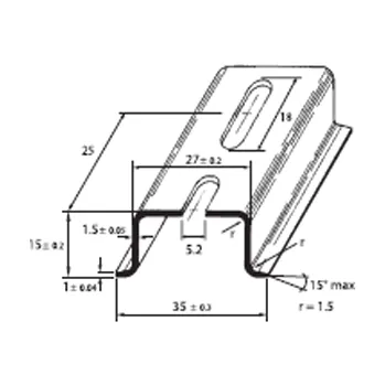 Rozvaděč SCHMACHTL Lišta DIN 35x15 perforovaná 5,2mm Sendzimir 2000mm PR-TS 35/CF5 Sz.