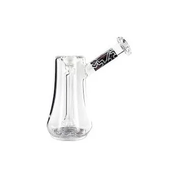 Skleněný bong Keith Haring Bubbler, s perkolátorem (Bubbler K.Haring, inspirovaný bezmeznou kreativitou uznávaného umělce Keitha Haringa, překlenuje propast mezi pouličním uměním a kuřáckou kulturou.)