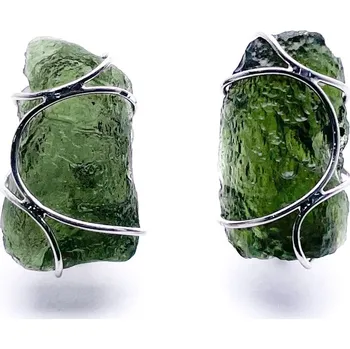 Náušnice Stříbrné náušnice s vltavíny 2 cm x 1,1 cm