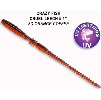Umělá nástraha Crazy Fish Cruel Leech 130 mm 8D orange coffee balení 6ks