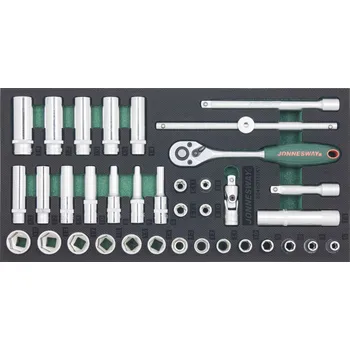 Modul pěnový - gola sada 3/8", hlavice 6hranné a TORX-E, 36 dílů - JONNESWAY S04H3136KV