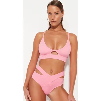 Dámské plavky Trendyol Růžová Bralette Výstřih/Okno Bikiny Top Trendyol růžová 2082552