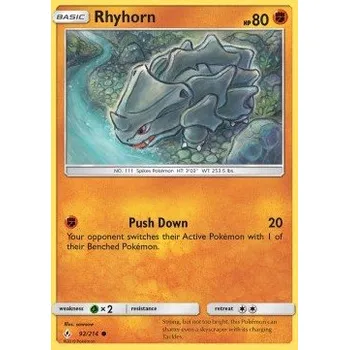 Volný čas Pokémon UNB 092/214 Rhyhorn - Unbroken Bonds Stav: Excellent, Verze: NORMAL