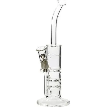 Skleněný bong Pure Glass DCT 13" (Lehce zahnutý bong z průhledného skla Heatex Glass bong Pure Glass. S dvojitou spojkou s turbínovým kotoučem.)