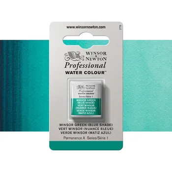 Vodová barva Akvarelová barva Winsor & Newton Professional, půlpánvička - Winsor Green (Blue Shade)