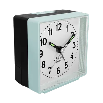 Budík LAVVU Stříbřitě-modrý budík SWEEP s plynulým chodem - 3 ROKY ZÁRUKA! LAS3017 (3 ROKY ZÁRUKA!)