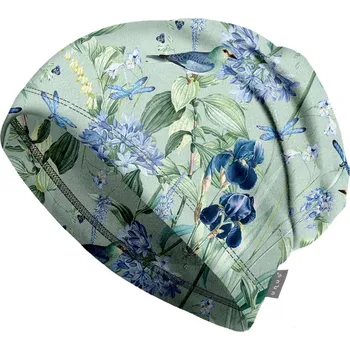 Čepice Unuo fleecová čepice Ptáčci s kosatci Velikost: M