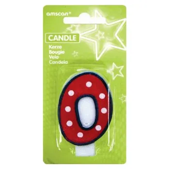 Svíčka Svíčka červená s puntíky - číslo 0