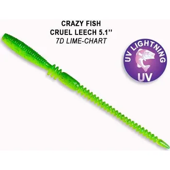 Crazy Fish Cruel Leech 130 mm 7D lime chart balení 6ks