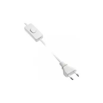 Prodlužovací kabel GTV Napájecí kabel se zástrčkou, s vypínačem, 2m, bílý,2x0,75mm2