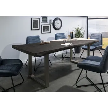 Jídelní stůl Stůl mango 240x100x77 šedý lakovaný / U-nohy stříbrný mat METALL 5