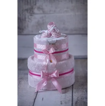 plenkový dort Plenkový dort dvoupatrový s bohatou náplní růžový - S capáčky