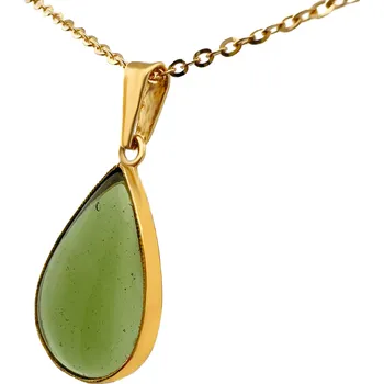 Přívěsek Zlatý přívěsek s vltavínem 35mm 15mm