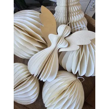 Vánoční dekorace J-Line by Jolipa anděl 12,5 * Ø 7*13 cm béžová