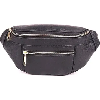 Kabelka Střední/velká dámská černá kožená ledvinka Borse in Pelle no. 2019