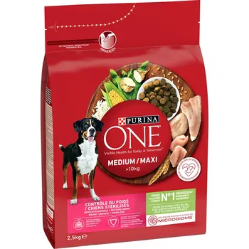 Krmivo pro psa 2x2,5kg Purina ONE Medium/Maxi Weight Control Sterilised s krocanem - výhodné balení
