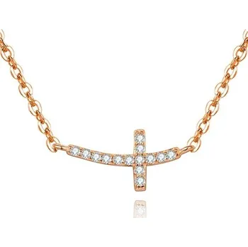 Náhrdelník Dámský stříbrný pozlacený náhrdelník křížek STNAH155F