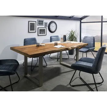 Jídelní stůl Jídelní stůl mango 200x100x77 přírodní lak / U-nohy stříbrný mat METALL 5