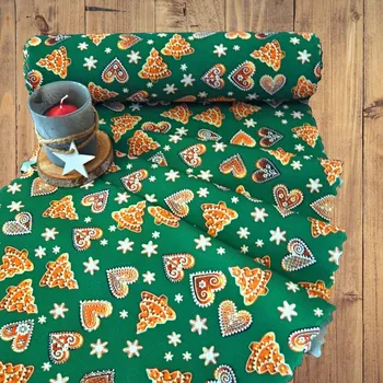 Vánoční běhoun v metráži - Perníky - zelený 38 pouze střih