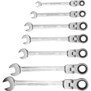 Klíč Klíče ráčnové kloubové, 8-19mm, 72 zubů, sada 7ks, EXTOL PREMIUM