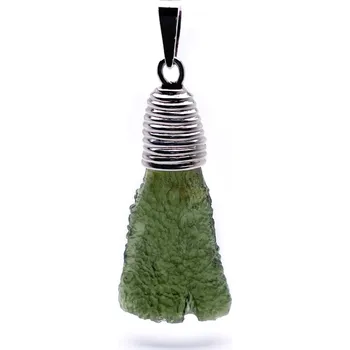 Přívěsek Stříbrný přívěsek s vltavínem 3,8 cm x 2 cm