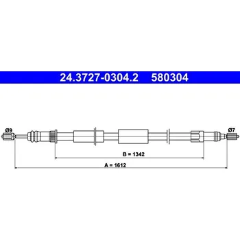 Brzdový systém Tažné lanko, parkovací brzda ATE 24.3727-0304.2