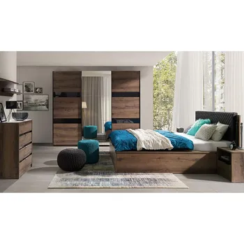 Ložnicová sestava Ložnice DENVER mc | sestava B | 5 dílů | dub monastery/černá lesk