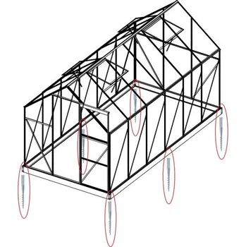 Příslušenství pro skleník LanitPlast Sada 6 zemní vruty (modely 6x8, 6x10, 6x12, 4400 - 7500)