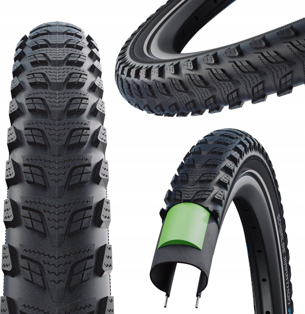 Pneumatico Schwalbe Marathon 700x35c Greenguard Addix - Nero Con Reflex, Antiforatura - Foto 2