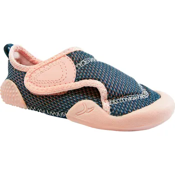 Dětská treková obuv DECATHLON Dětské protiskluzové cvičky prodyšné modro-růžové 28 MODRÁ|RŮŽOVÁ|ZELENÁ