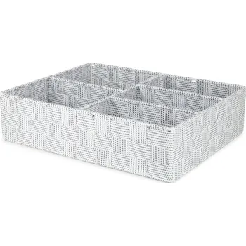 Sada koupelnových doplňků Organizér na prádlo a doplňky Compactor Toronto - 5 dílný, 32 x 25 x 8 cm, bílo-šedý