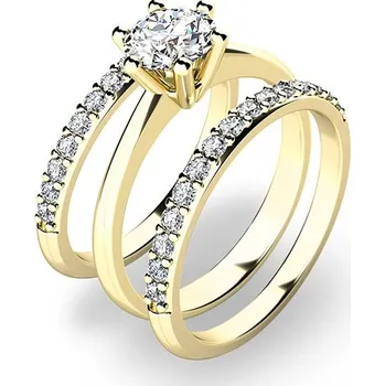 Prsten Zásnubní prsten žluté zlato 585/1000 zirkon set 10720-SET02-ZZ velikost 63