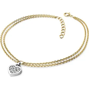 Náramek Dámský náramek přírodní diamant 0.096 ct G/SI žluté zlato s bílým srdce 10881-NR02-ZLB délka 19 cm