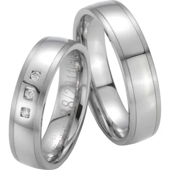 Prsten Snubní prsteny ocel přírodní diamant 0.060 ct G/SI ST20110