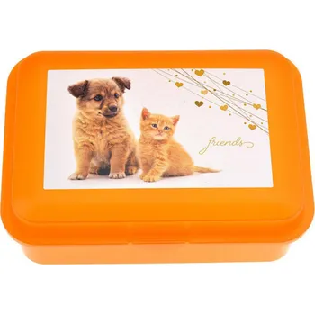 Dóza na potraviny Tvar svačinový box kočka a pes oranž 18 x 13 x 7 cm 730182or