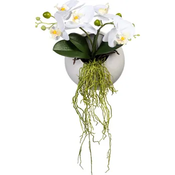 umělá květina Gasper Umělá orchidej v závěsné váze 25 cm bílá